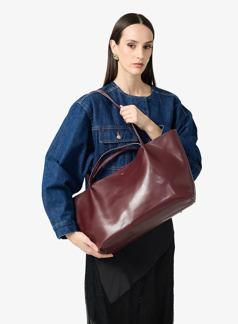 ELLA Burgandy East-To-West Tote Bag With Handle And Strap for Women | Best Price UAE
